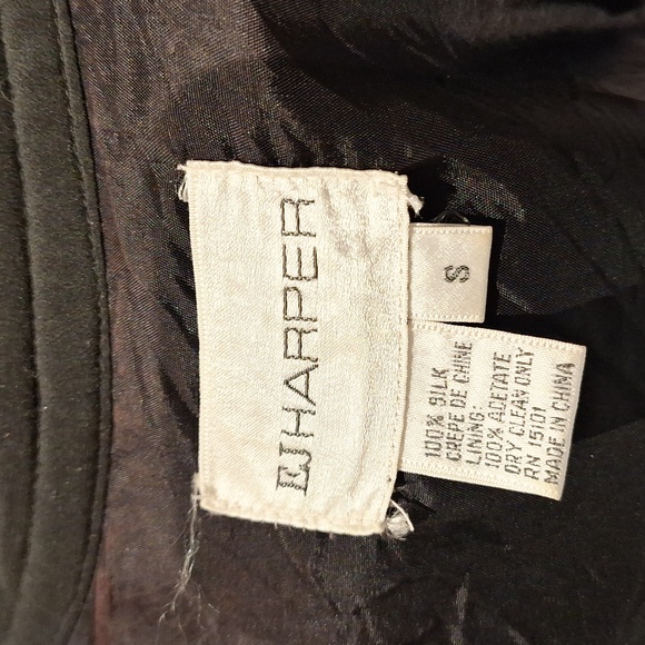 EJ Harper Black 100% Silk Patterned Patchwork Button Up Jacket Size S - Picture 9 of 9